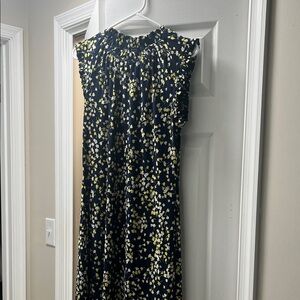 Tommy Hilfiger Navy and Yellow Floral Midi Dress